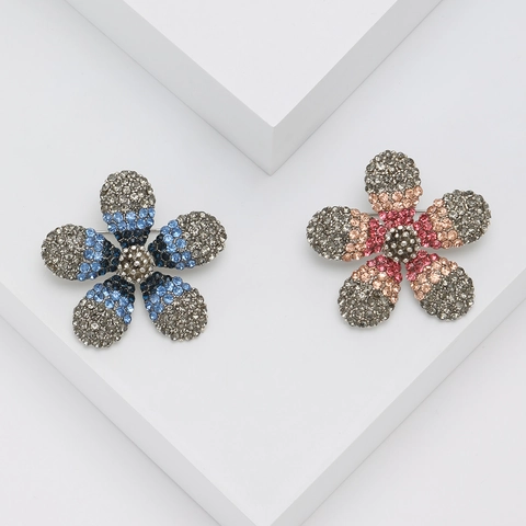 Eleganter Legierung Blumen Brosche Mit Farbverlauf Strass Eingelegt Mode Kristall Pflanzen Pin Für Damen Schmuck Geschenk