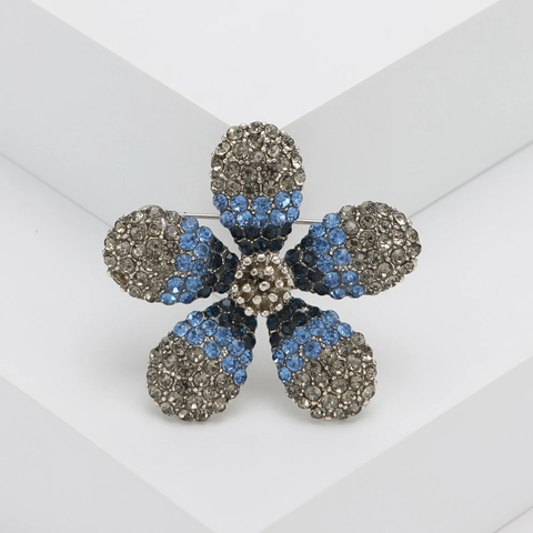 Eleganter Legierung Blumen Brosche Mit Farbverlauf Strass Eingelegt Mode Kristall Pflanzen Pin Für Damen Schmuck Geschenk