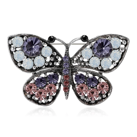Vintage Legering Vlinder Strass Brosche Gekleurde Kristallen Insect Reversspeld Elegante Kleding Accessoires Voor Dames Bruiloft Feest