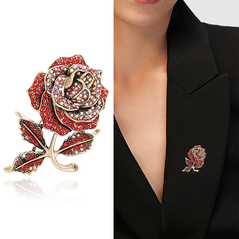 Eleganter Legierung Rose Blume Brosche Strass Eingelegt Pin Für Damen Mode Koreanischen Stil Dekorative Schmuck Geschenk