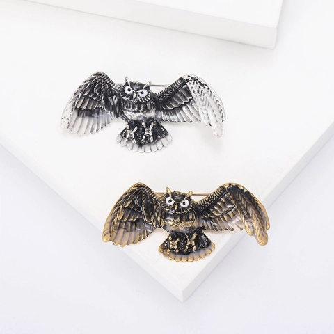 Spilla a Gufo in Lega Vintage Con Gocciolamento d'Olio Smaltato Retro Spilla a Forma di Animale Accessori da Abito per Donna Gioielli