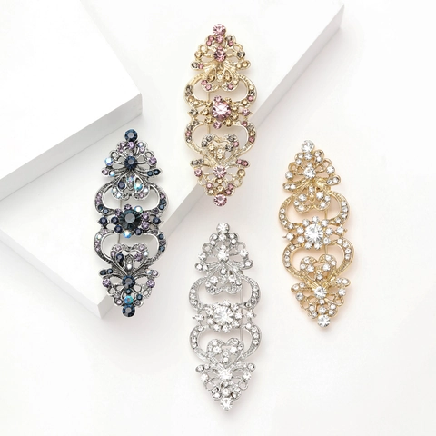 Vintage Estilo Palacio Aleación Rhinestone Broche Elegante Flor Hueca Accesorios de Traje Anti-Exposición Broche Joyería para Mujer