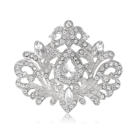 Vintage Palast-Stil Legierung Strass Brosche Luxuriöses Barock Hohl-Design Damen Fashion Hochzeit Bankett Schmuck Zubehör