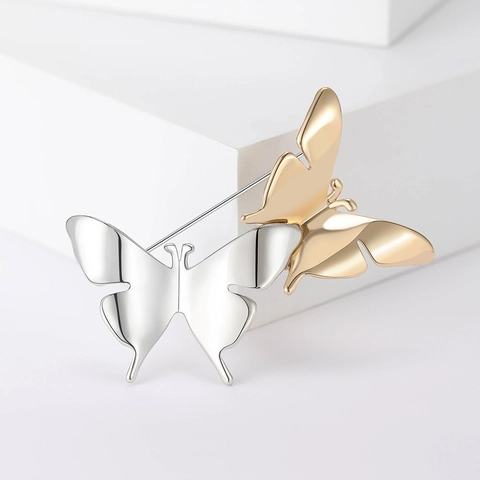 Mode Schmetterling Brosche Pin Gold Silber Zweifarbig Legierung Tier Brustnadel Damen Bekleidung Zubehör Elegant Schmuck Geschenk