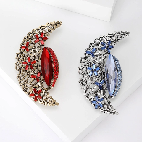 Vintage Hohl Mond Brosche Mit Strass Eingelegt Kreative Halbmond Reversnadel Für Damen Anzug Kleid Schmuck Zubehör Geschenk