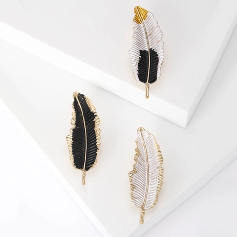 Elegante Feder Form Legierung Strass Brosche Für Damen Emaille Korsage Mode Anzug Mantel Zubehör Pin Schmuck