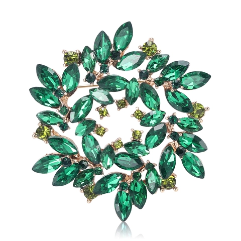 Eleganter Legierung Strass Blume Kranz Brosche Pin Für Damen Vintage Floral Pflanze Reversnadel Für Anzug Kleid Schmuck