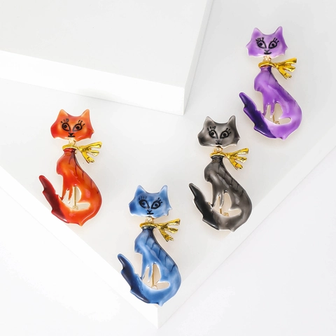 Spilla a Forma di Gatto in Lega Smalto Moda Coreana per Donna Cartone Animato Animale Goccia Olio Spilla Accessorio Gioielli