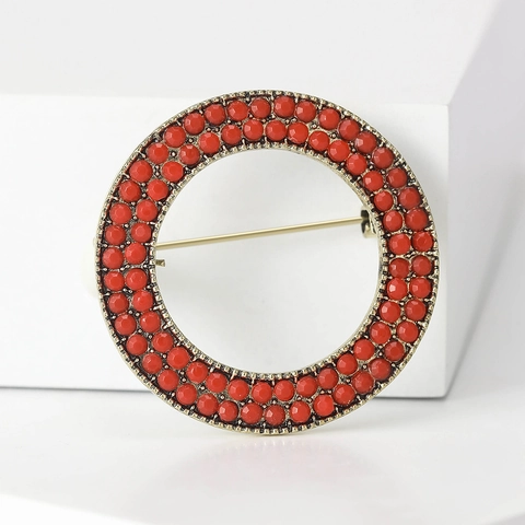 Spilla Rotonda in Lega Vintage Distintivo a Cerchio Geometrico Con Perla Artificiale Intarsiata Eleganti Gioielli in Smalto per Decorazione Abbigliamento Donna