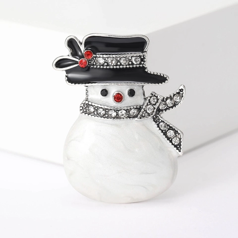 Spilla di Natale a Forma di Pupazzo di Neve per Donna in Lega con Strass e Smalto Regalo di Natale Accessorio Moda Invernale