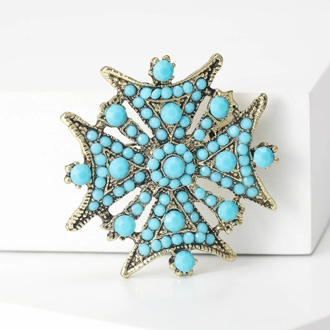 Vintage Malteserkreuz Brosche Für Damen Antik Gold Legierung Türkischer Achtzackiger Stern Strass Bohemian Ethnische Brustnadel Schmuck
