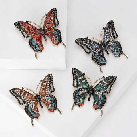 Vintage Legering Strass Vlinder Broche Voor Dames Mode Kleurrijke Dier Pin Sieraden Kleding Sjaal Decoratie Accessoire
