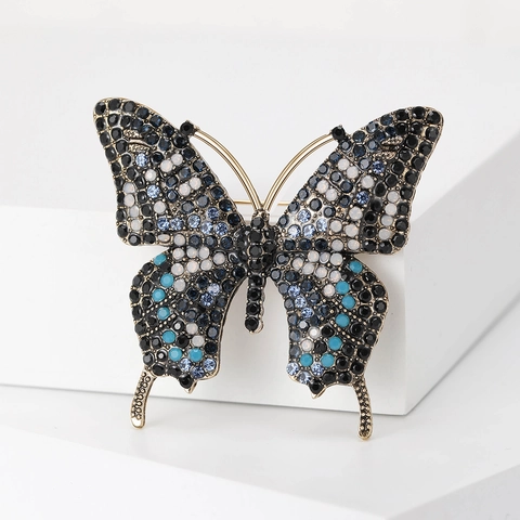 Vintage Legering Strass Vlinder Broche Voor Dames Mode Kleurrijke Dier Pin Sieraden Kleding Sjaal Decoratie Accessoire