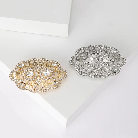 Spilla in Lega di Cristallo Fiore Vintage per Donna Stile Barocco Elegante Accessori per Abbigliamento Decorativi Gioielli
