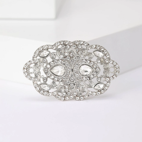 Spilla in Lega di Cristallo Fiore Vintage per Donna Stile Barocco Elegante Accessori per Abbigliamento Decorativi Gioielli