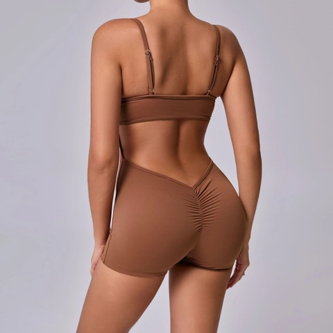 Women Backless Yoga Bodysuit Scrunch Butt Fitness Jumpsuit Cotton Blend Nylon Spandex Athletic One Piece Workout Romper Unitard