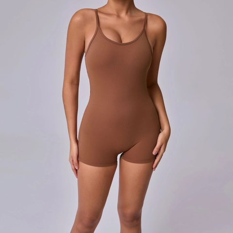 Women Backless Yoga Bodysuit Scrunch Butt Fitness Jumpsuit Cotton Blend Nylon Spandex Athletic One Piece Workout Romper Unitard