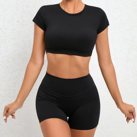 Damen Yoga Fitness-Set Hohe Taille Po-Lifting Sportanzug Schnelltrocknend Elastisch Oberteil Und Unterteil Gym Bekleidung