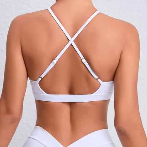 Reggiseno Sportivo Donna Incrocio sulla Schiena Scollatura all'Americana Yoga Top Imbottito Traspirante Asciugatura Rapida Fitness Crop Top