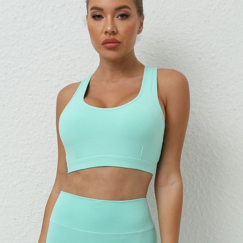 Reggiseno Sportivo da Donna Incrocio sulla Schiena Naked Feel Yoga Crop Top Imbottito High Impact Fitness Reggiseno da Corsa Activewear