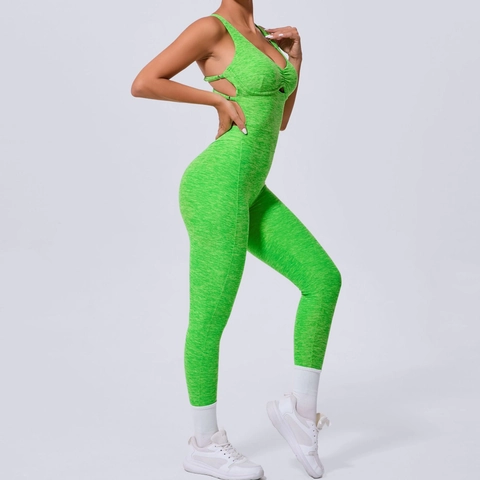 Women's Criss Cross Adjustable Strap Yoga Jumpsuit One Piece Workout Bodysuit Scrunch Butt Athletic Unitard Tight Fitness Dance Wear