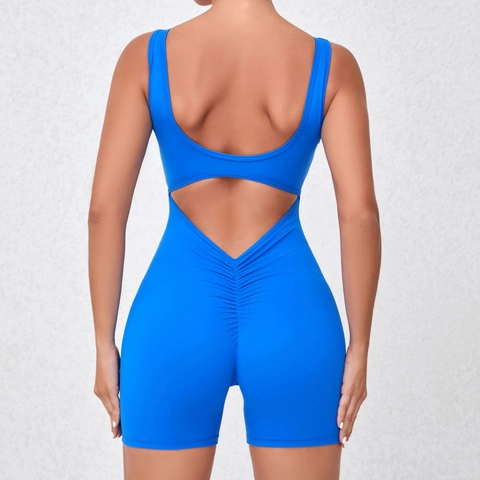 Women Naked Feel Quick Dry Yoga Bodysuit Ruched Butt Lifting Sleeveless V-Back Sports Romper For Gym Fitness Running