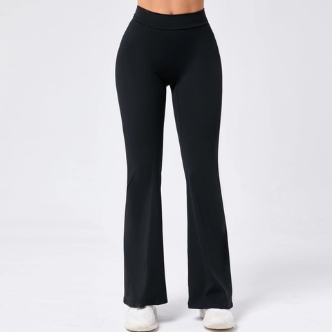 Women High Waisted Flare Yoga Pants Butt Lifting Scrunch V Crossover Waist Quick Dry Athletic Flared Leggings Sport Trousers