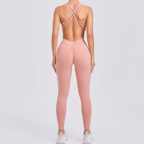 Mono de Yoga con Espalda Descubierta para Mujer Con Almohadillas en el Pecho Sexy Body de Fitness una Pieza Deporte Gym
