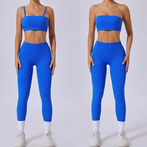 Women High Waist Yoga Set Detachable Strap Sports Bra And Leggings Quick Dry Fitness Workout 2 Piece Tracksuit Gym Wear