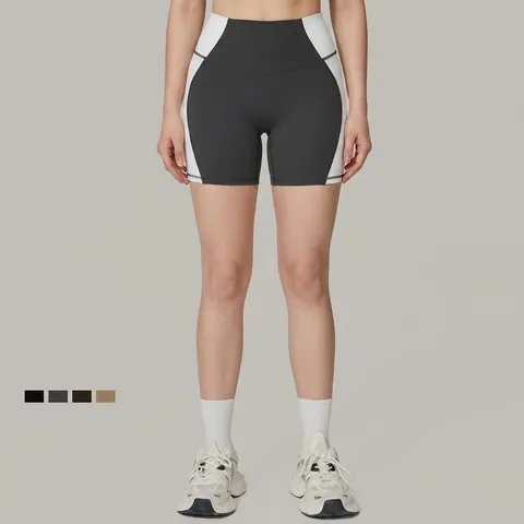 Γυναικείο Ψηλόμεσο Yoga Shorts με Χρωματικές Αντιθέσεις Ανόρθωση Γλουτών Patchwork Αθλητικό Σορτς Ποδηλασίας Γυμναστήριο Fitness