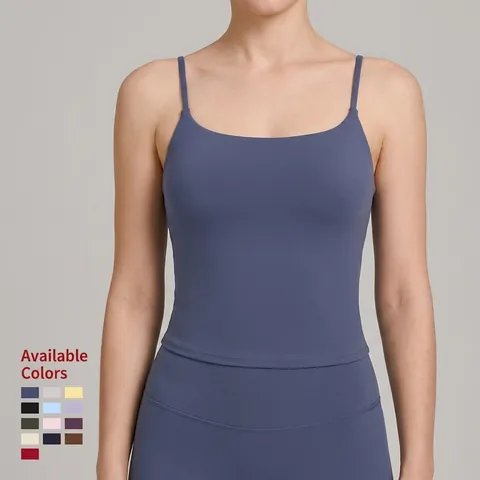 Gilet Sportivo Attillato da Donna per Yoga Asciugatura Rapida Canotta Fitness Top da Corsa Senza Maniche con Imbottiture
