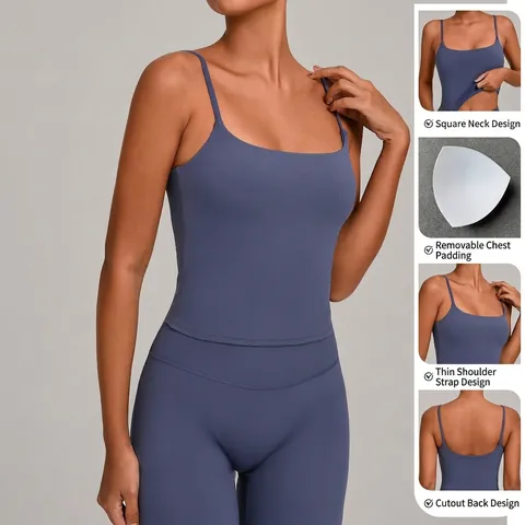 Gilet Sportivo Attillato da Donna per Yoga Asciugatura Rapida Canotta Fitness Top da Corsa Senza Maniche con Imbottiture