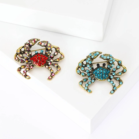 Luxus Legierung Strass Krabbe Brosche Für Damen Mode Funkelnd Tier Reversnadel Abzeichen Schmuck Kleidung Accessoires Geschenk
