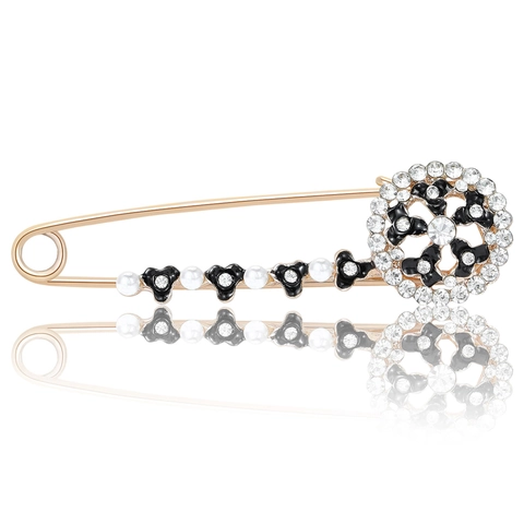 Spilla da Balia in Lega con Fiore Vintage Strass Perla Artificiale Smalto Corsage per Donna Matrimonio Festa Accessorio Gioielli