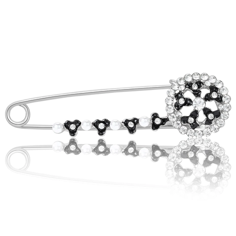 Spilla da Balia in Lega con Fiore Vintage Strass Perla Artificiale Smalto Corsage per Donna Matrimonio Festa Accessorio Gioielli