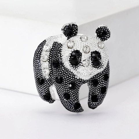 Süßer Panda-Anstecker im koreanischen Stil aus Legierung und Strass Tier-Brosche für Damen Kreatives Mode-Accessoire