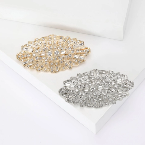 Vintage Art Déco Legierung Strass Brosche Für Damen Hochzeit Korsage Geometrische Hohl Reversnadel Anzug Kleid Schmuck Zubehör