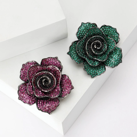 Luxus Legierung Zirkonia Kamelie Blume Brosche Vintage Rose Pflanze Pins Für Damen Hochwertige Kleidung Zubehör Geschenke