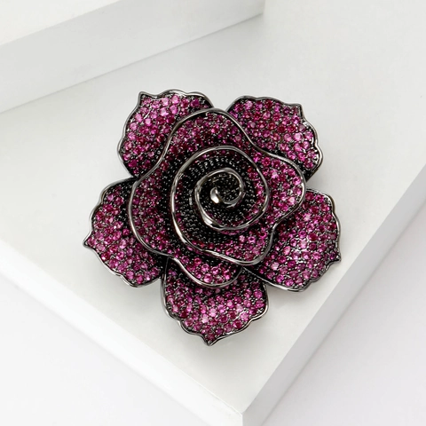 Luxus Legierung Zirkonia Kamelie Blume Brosche Vintage Rose Pflanze Pins Für Damen Hochwertige Kleidung Zubehör Geschenke