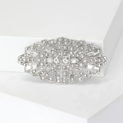 Vintage Art Déco Legierung Strass Brosche Für Damen Hochzeit Korsage Geometrische Hohl Reversnadel Anzug Kleid Schmuck Zubehör
