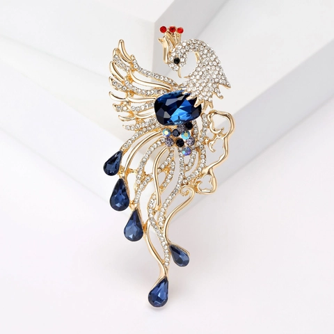 Elegante Broche de Fénix de Estilo Chino para Mujer Diseño Hueco con Estrás Incrustado Alfiler de Metal Color Dorado Accesorios de Vestido Regalo