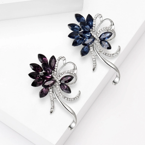 Elegante Broche de Ramo de Flores de Aleación con Diamantes de Imitación para Mujer Diseño de Cinta Brillante Joyería para Boda Fiesta