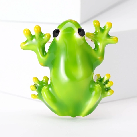 Mode Grüner Frosch Brosche Für Damen Legierung Emaille Tropföl Tier Anstecknadel Einfache Strass Corsage Kleidung Schmuck Zubehör