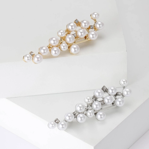 Elegante Broche de Aleación con Perlas Artificiales y Strass para Mujer Decoración de Solapa de Traje de Moda Joyería Accesorio Banquete Boda
