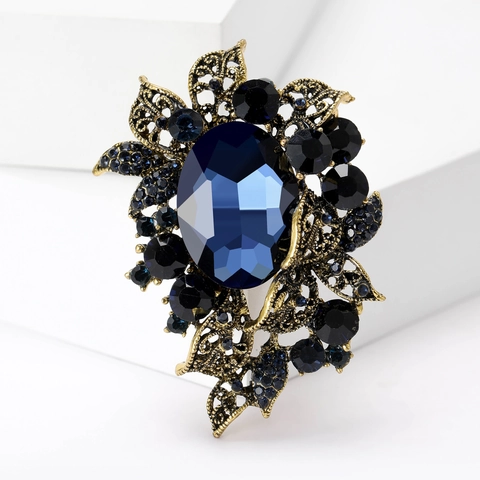 Eleganter Vintage Legierung Blumen Brosche Für Damen Hochwertige Strass Eingelegte Barock Palast Stil Pin Bankett Schmuck