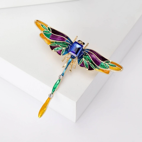 Spilla a Forma di Libellula in Lega Smaltata Con Strass in Cristallo Blu Spilla Vintage a Insetto per Gioielli da Donna