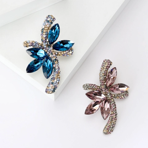 Broche Nœud en Alliage de Mode avec Strass Bijoux Élégants en Cristal pour Femme Costume Robe Cadeau de Mariage Fête