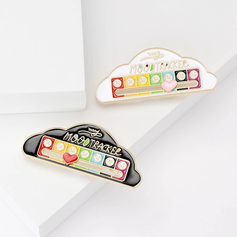 Mode Emaille Stimmungstracker Wolke Brosche Kreative Schieb Herz Anstecknadel Für Damen Alltag Büro Kleidung Dekor Schmuck