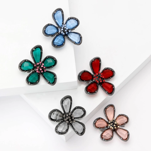 Vintage Legierung Strass Blume Brosche Pin Für Damen Mode Kristall Floral Korsage Dekorative Schmuck Zubehör