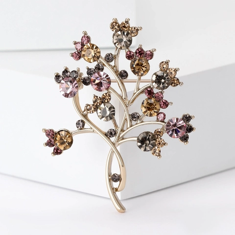 Spilla Albero Lega Strass Colorati Cristallo Stile Vintage Spilla Corsage Accessorio Moda Abbigliamento Per Donne
